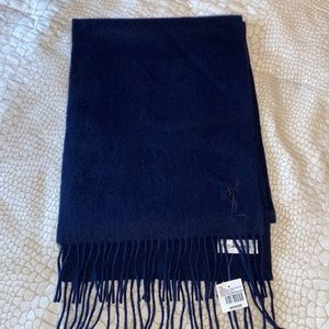 NWT YSL Navy Fringe Scarf - UNISEX